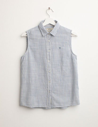 Camicia Smanicata in Cotone Fiammato Tintofilo