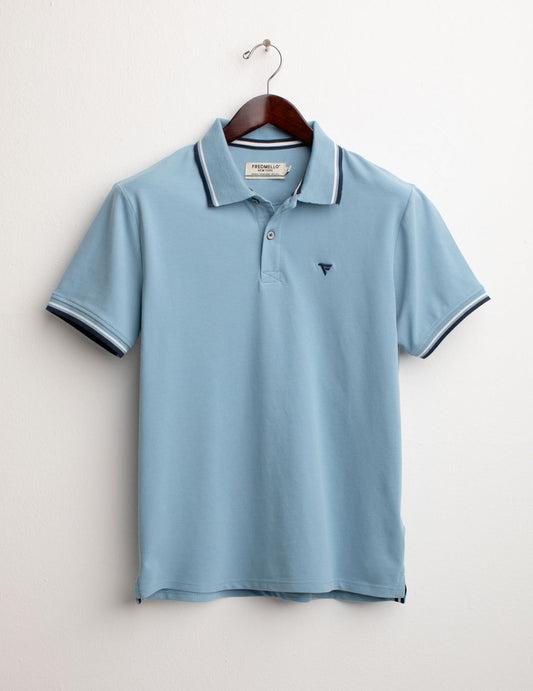Short Sleeve Piquet Stretch Polo Shirt man light blue fm25s01qu cc-a1001 Short Sleeve Piquet Stretch Polo Shirt