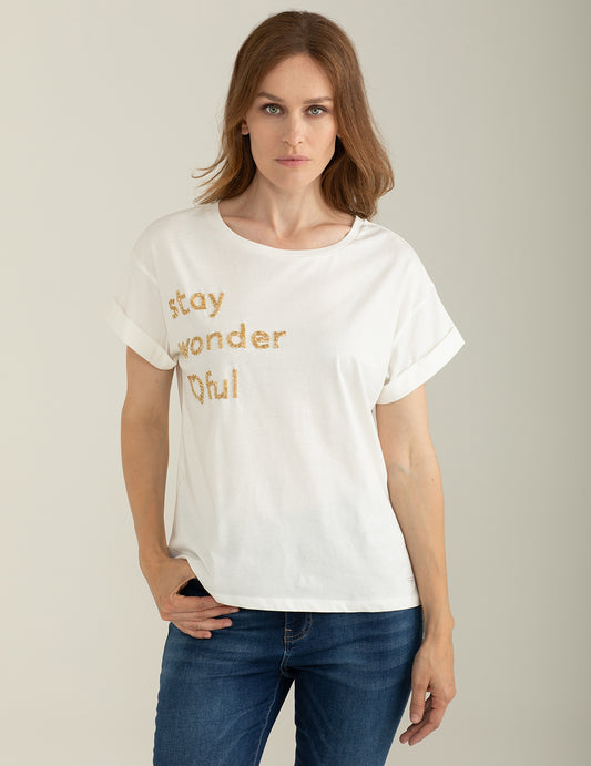 T-shirt Girocollo Ampio a Manica Corta donna off white fw25s06tg cc-a0002 T-shirt Girocollo Ampio a Manica Corta