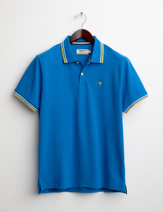 Short Sleeve Piquet Stretch Polo Shirt man bluette fm25s01qu cc-a0606 Short Sleeve Piquet Stretch Polo Shirt