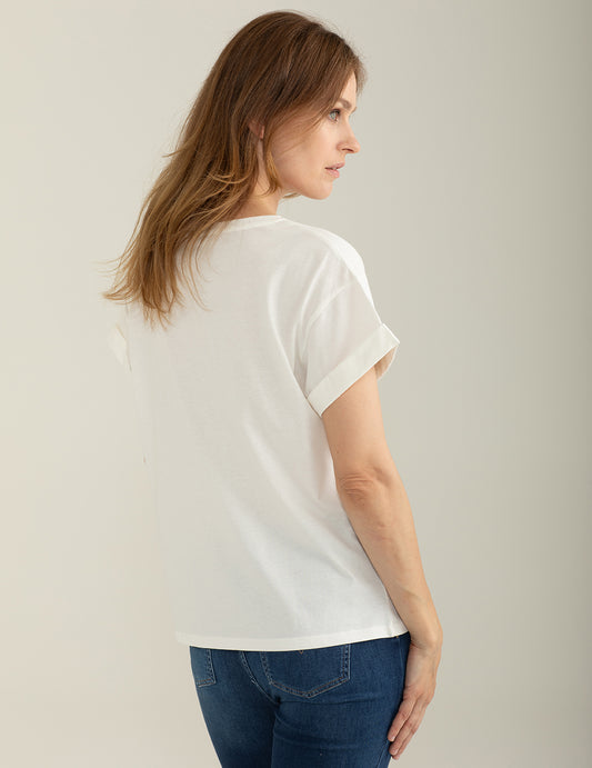 ALT03T-shirt Girocollo Ampio a Manica Corta donna off white fw25s06tg cc-a0002 T-shirt Girocollo Ampio a Manica Corta