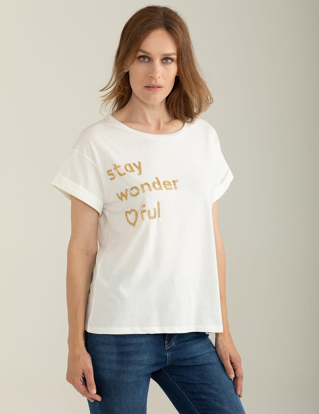 T-shirt Girocollo Ampio a Manica Corta donna off white fw25s06tg cc-a0002 T-shirt Girocollo Ampio a Manica Corta
