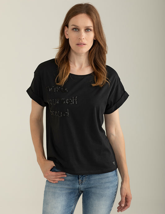 T-shirt Girocollo Ampio a Manica Corta donna black fw25s06tg cc-a0951 T-shirt Girocollo Ampio a Manica Corta