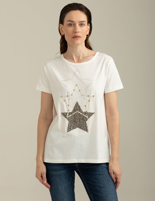 T-shirt Girocollo a Manica Corta donna off white fw25s08tg cc-a0002 T-shirt Girocollo a Manica Corta