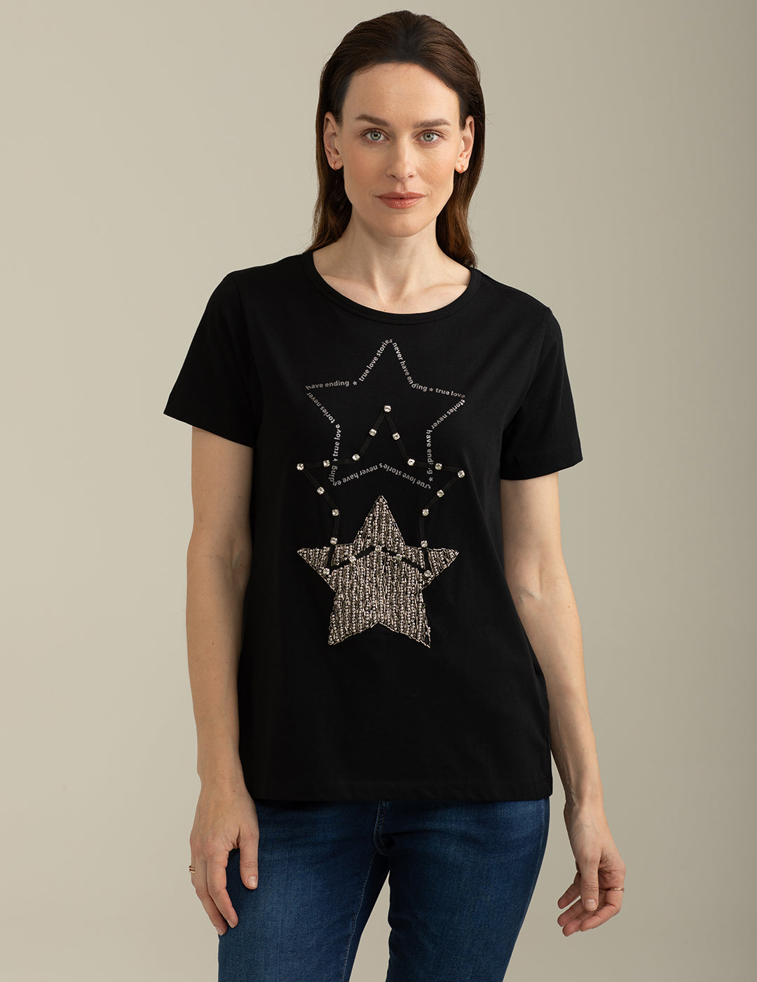 T-shirt Girocollo a Manica Corta donna black fw25s08tg cc-a0951 T-shirt Girocollo a Manica Corta