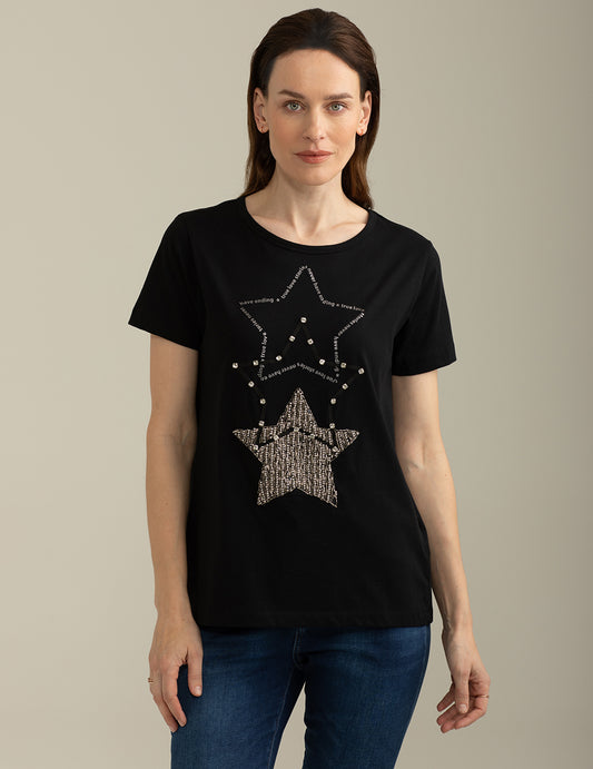 T-shirt Girocollo a Manica Corta donna black fw25s08tg cc-a0951 T-shirt Girocollo a Manica Corta
