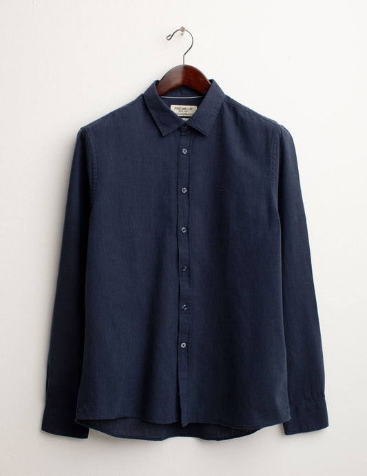 Mixed Linen Shirt man blue fm25s02cu cc-a0601 Mixed Linen Shirt