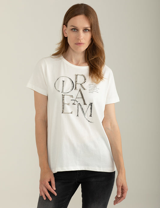 T-shirt Girocollo a Manica Corta donna off white fw25s09tg cc-a0002 T-shirt Girocollo a Manica Corta