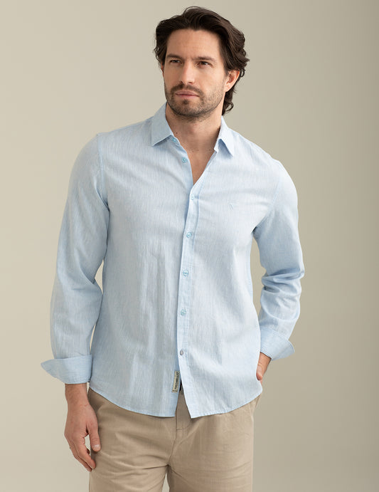 Mixed Linen Shirt man light blue fm25s02cu cc-a1001 Mixed Linen Shirt