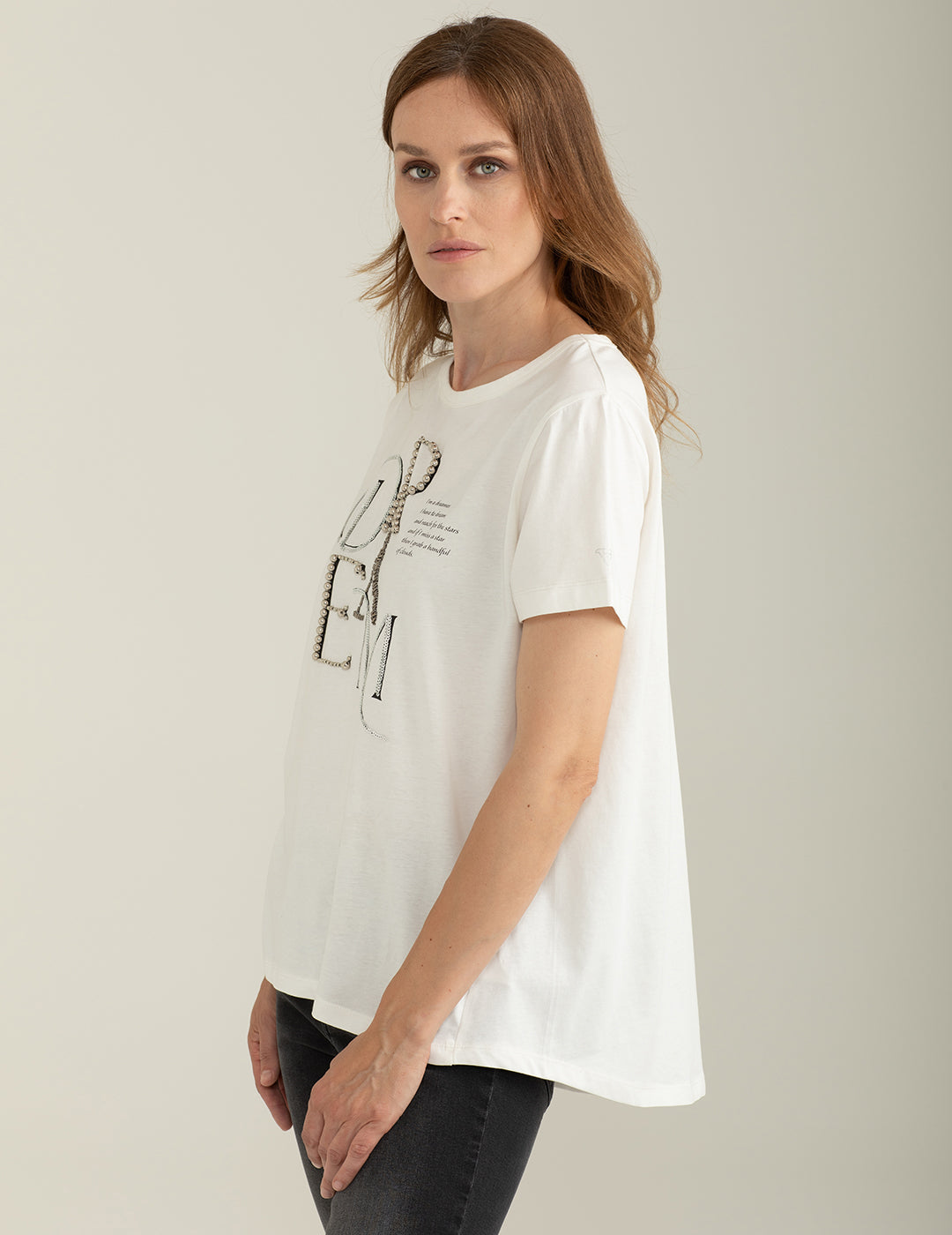 T-shirt Girocollo a Manica Corta donna off white fw25s09tg cc-a0002 T-shirt Girocollo a Manica Corta