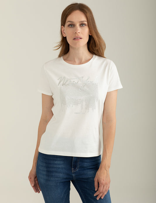 T-shirt Girocollo a Manica Corta donna off white fw25s10tg cc-a0002 T-shirt Girocollo a Manica Corta