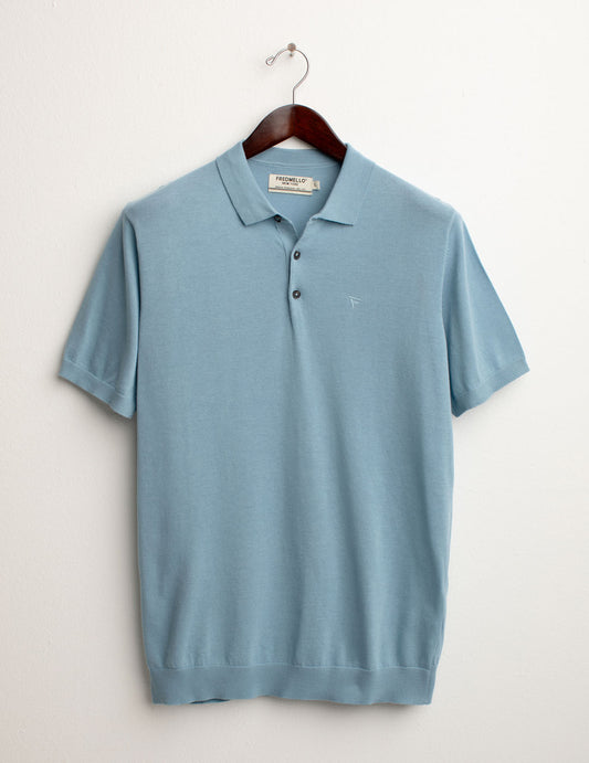 Knitted Half Sleeve Polo man light blue fm25s09ma cc-a1001 Knitted Half Sleeve Polo