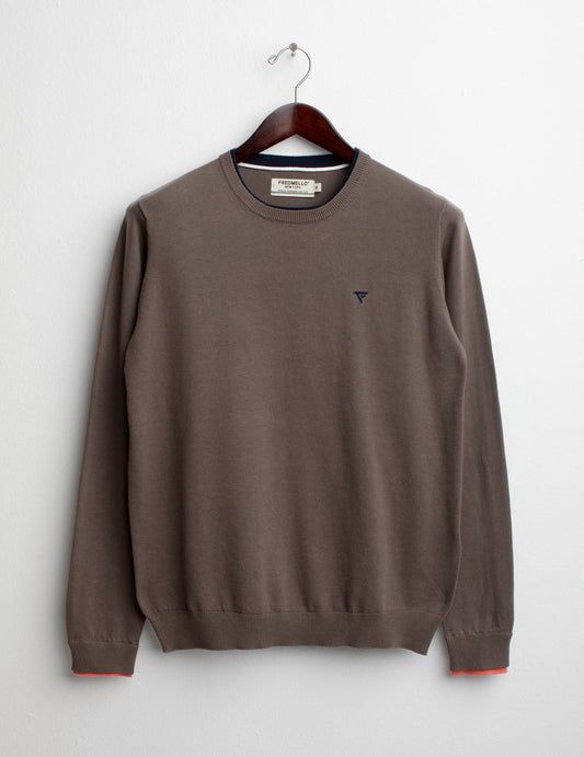 Long Sleeve crew-neck Sweater man taupe fm25s10mg cc-a0114