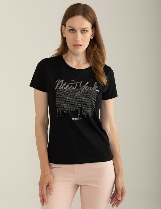 T-shirt Girocollo a Manica Corta donna black fw25s10tg cc-a0951 T-shirt Girocollo a Manica Corta