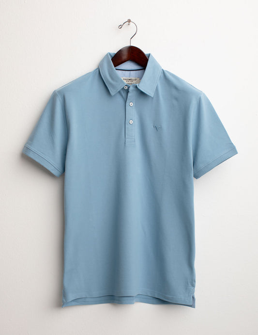 Short Sleeve Piquet Stretch Polo Shirt man light blue fm25s08qu cc-a1001 Short Sleeve Piquet Stretch Polo Shirt