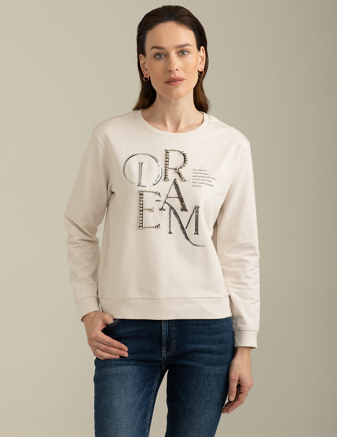 Felpa Stretch Girocollo Manica Lunga donna champagne fw25s10fg cc-a0102 Felpa Stretch Girocollo Manica Lunga