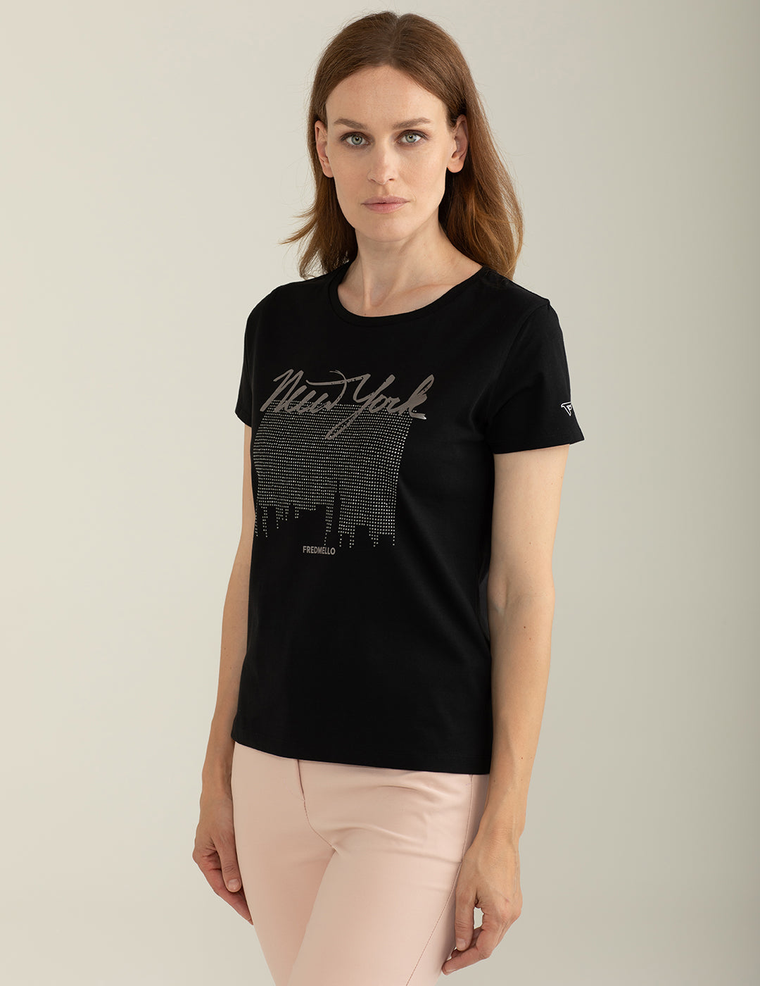 T-shirt Girocollo a Manica Corta donna black fw25s10tg cc-a0951 T-shirt Girocollo a Manica Corta