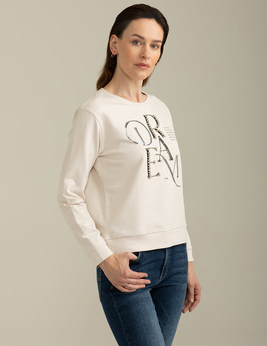 ALT03Stretch Sweatshirt crew-neck long sleeve woman champagne fw25s10fg cc-a0102 Stretch Sweatshirt crew-neck long sleeve