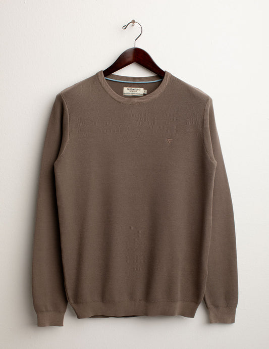 Piquet Stitch Crew Neck Sweater man taupe fm25s03mg cc-a0114 Piquet Stitch Crew Neck Sweater