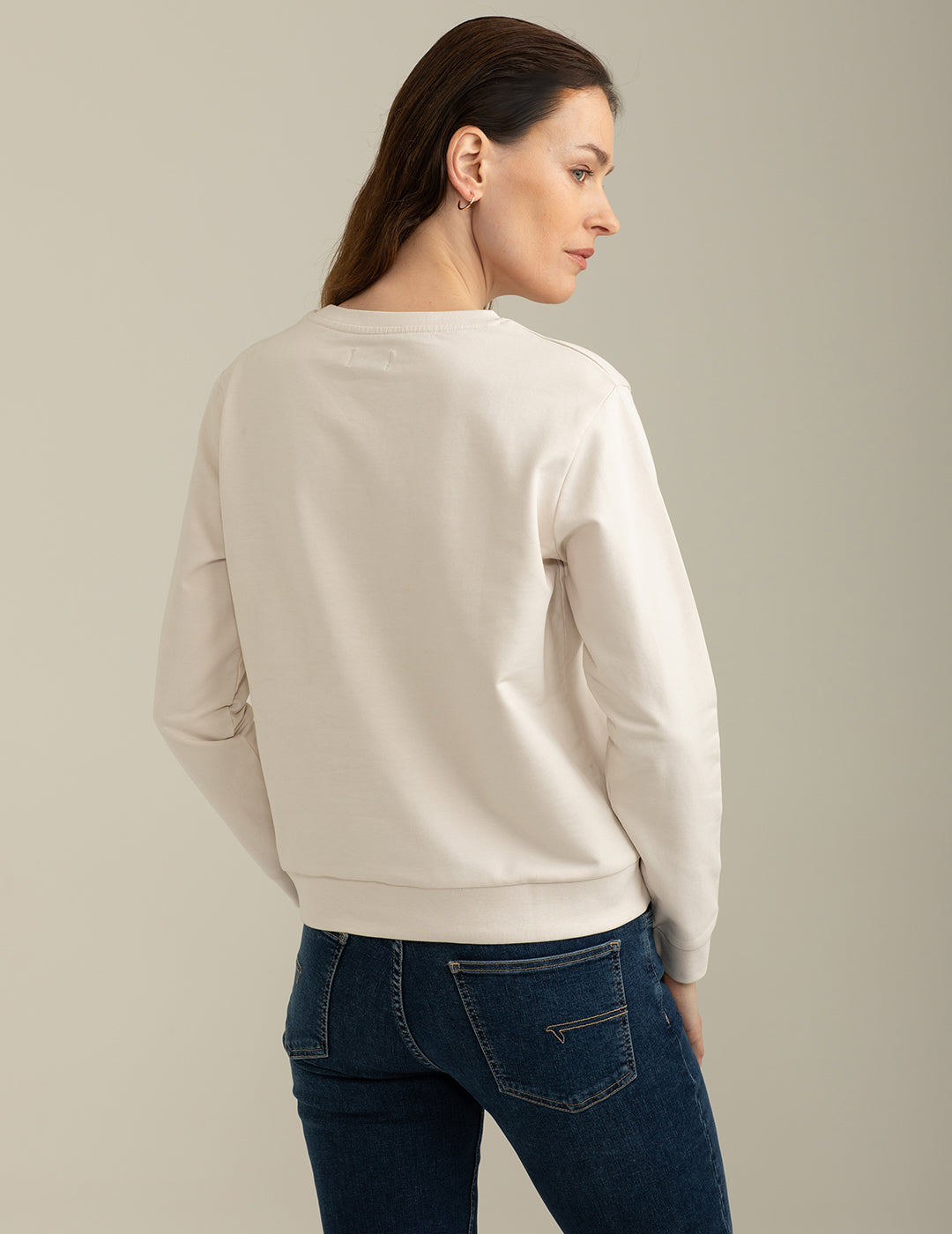 Felpa Stretch Girocollo Manica Lunga donna champagne fw25s10fg cc-a0102 Felpa Stretch Girocollo Manica Lunga