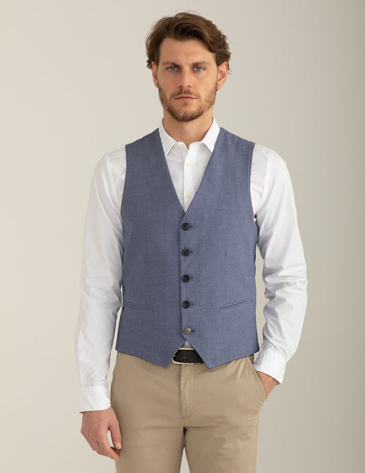 Gilet in Tessuto Tintofilo Microfantasia uomo blue fm25s02kk cc-a0601 Gilet in Tessuto Tintofilo Microfantasia