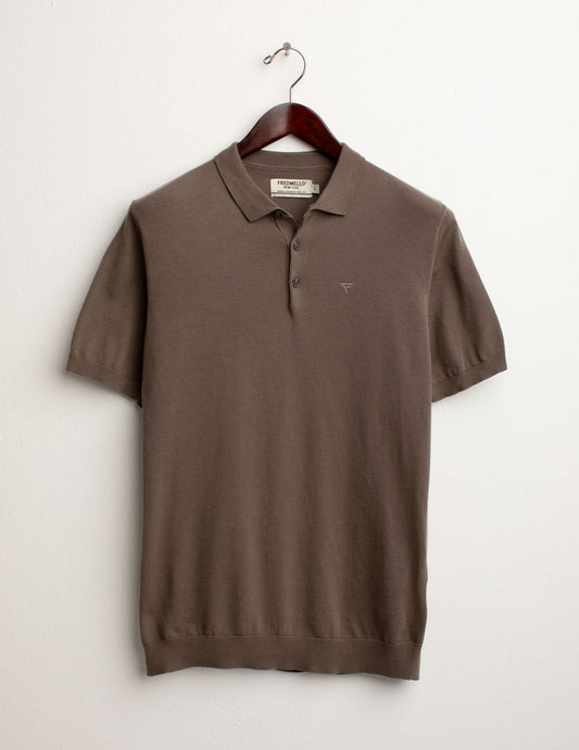 Knitted Half Sleeve Polo man taupe fm25s09ma cc-a0114 Knitted Half Sleeve Polo