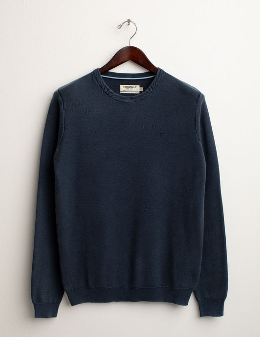 Piquet Stitch Crew Neck Sweater man blue fm25s03mg cc-a0601 Piquet Stitch Crew Neck Sweater