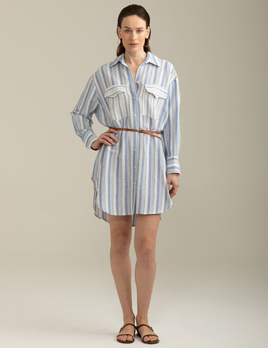 Abito Camisier in Cotone Misto Lino donna blue fw25s11at cc-a0601 Abito Camisier in Cotone Misto Lino
