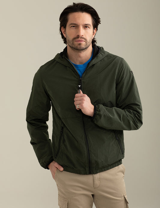 Giacca a Vento con Cappuccio uomo army fm25s02ku cc-a0804 Giacca a Vento con Cappuccio