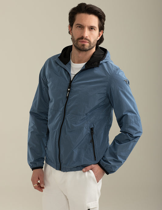 Giacca a Vento con Cappuccio uomo light blue fm25s02ku cc-a1001 Giacca a Vento con Cappuccio