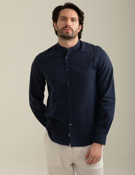 Korean Linen Blend Shirt man blue fm25s03cu cc-a0601 Korean Linen Blend Shirt