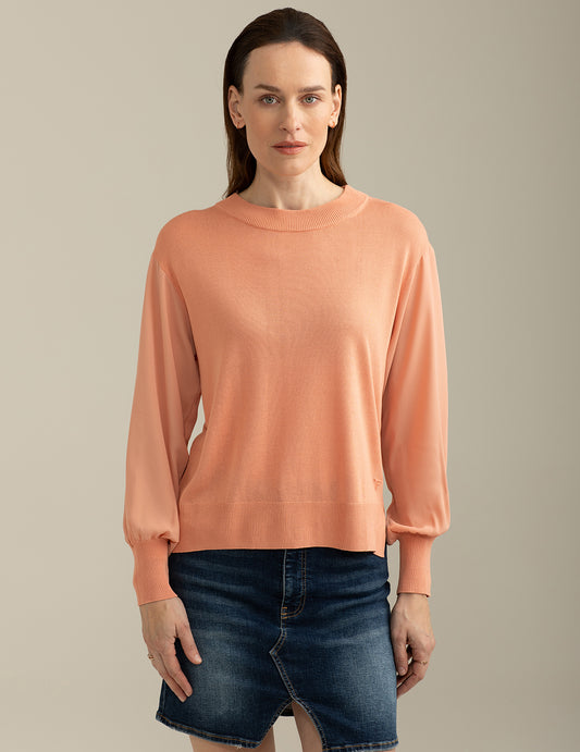 Maglia Girocollo a Manica Lunga donna peach fw25s10mg cc-a0206 Maglia Girocollo a Manica Lunga