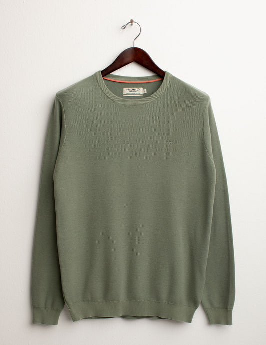 Piquet Stitch Crew Neck Sweater man sage fm25s03mg cc-a0811 Piquet Stitch Crew Neck Sweater