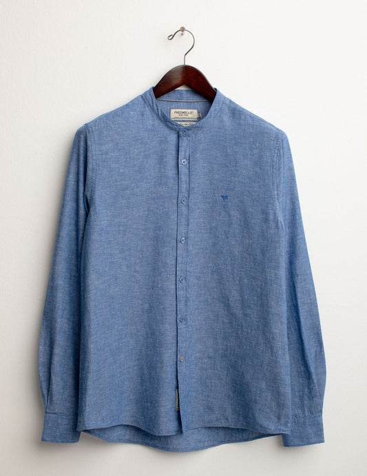 Korean Linen Blend Shirt man cobalt fm25s03cu cc-a0607 Korean Linen Blend Shirt