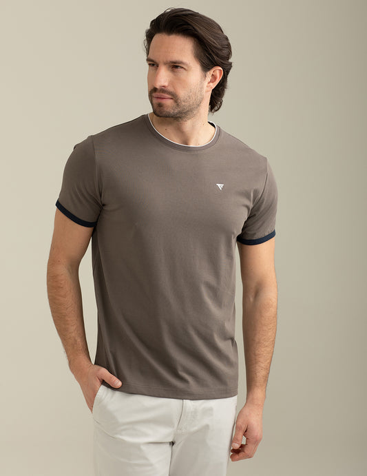 T-shirt a Manica Corta in Jersey Tecnico Stretch uomo taupe fm25s10tg cc-a0114 T-shirt a Manica Corta in Jersey Tecnico Stretch