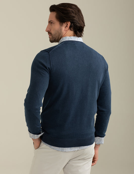 ALT03Long Sleeve V-neck Sweater man blue fm25s02mv cc-a0601 Long Sleeve V-neck Sweater