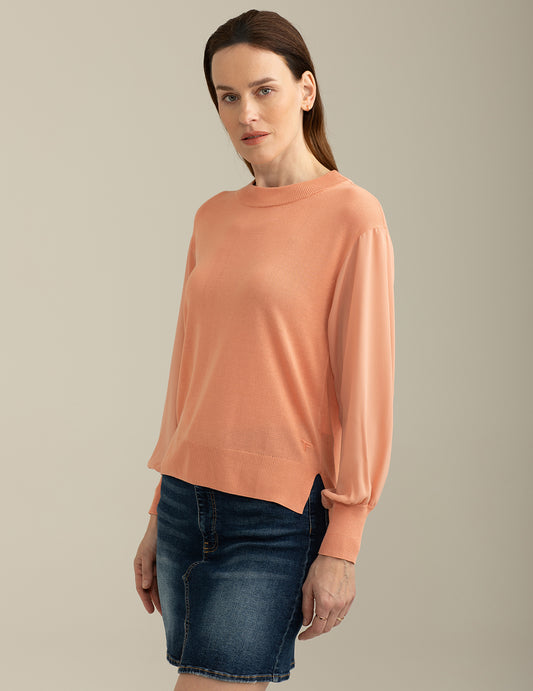 ALT03Maglia Girocollo a Manica Lunga donna peach fw25s10mg cc-a0206 Maglia Girocollo a Manica Lunga