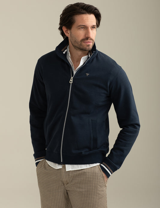 Full zipper sweatshirt with stand-up collar man blue fm25s03fz cc-a0601 Full zipper sweatshirt with stand-up collar