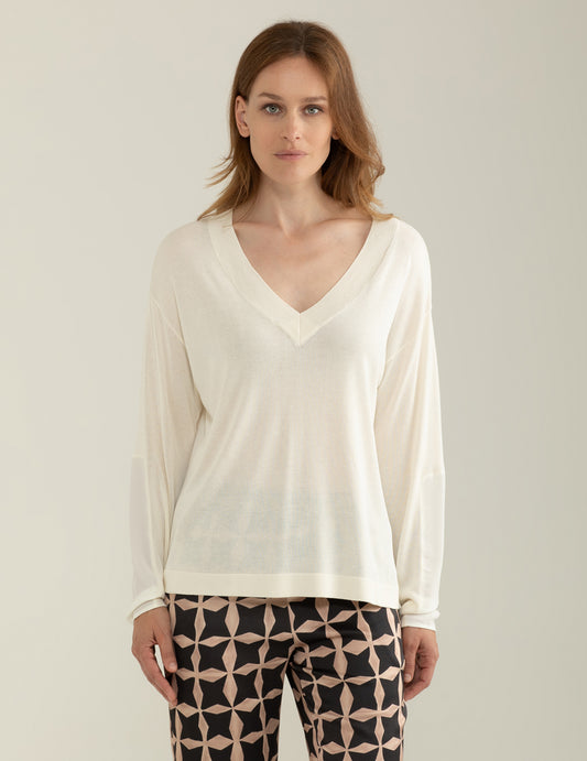 Maglia Scollo V a Manica Lunga donna champagne fw25s11mv cc-a0102 Maglia Scollo V a Manica Lunga