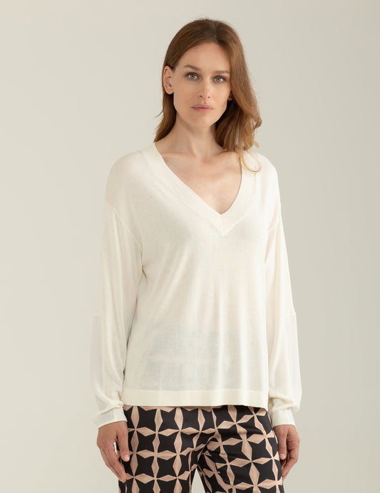ALT03Maglia Scollo V a Manica Lunga donna champagne fw25s11mv cc-a0102 Maglia Scollo V a Manica Lunga