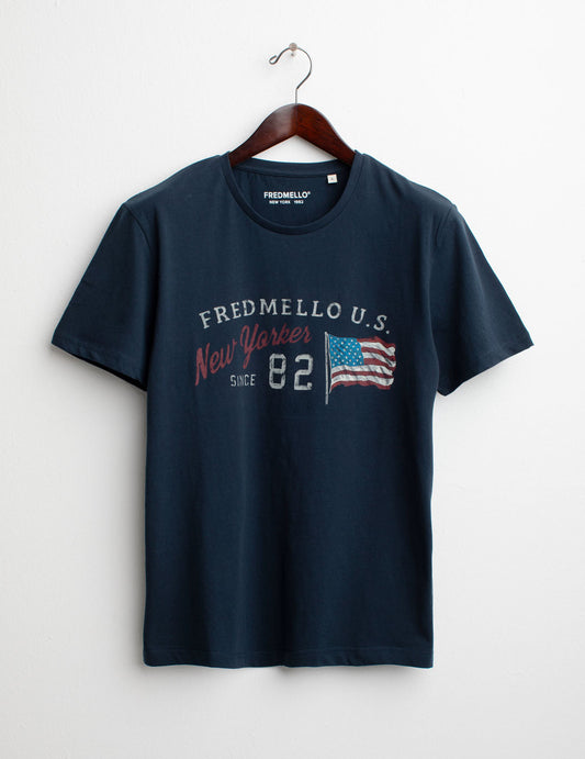 Short Sleeve Crew-Neck T-shirt man blue fm25s12tg cc-a0601 Short Sleeve Crew-Neck T-shirt