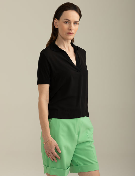 ALT03Maglia Polo a Manica Corta donna black fw25s12mm cc-a0951 Maglia Polo a Manica Corta
