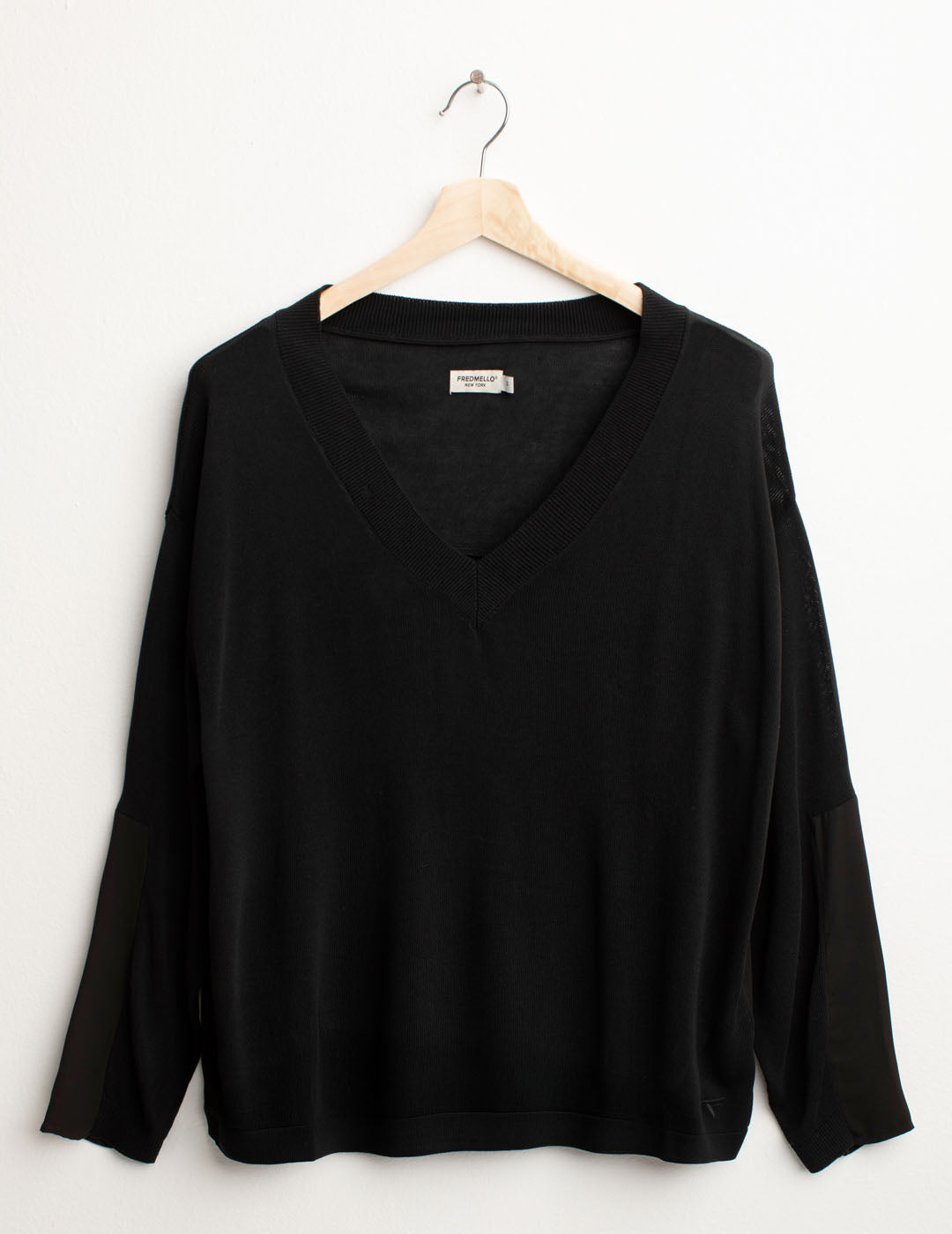 Long Sleeve V-neck Sweater woman black fw25s11mv cc-a0951 Long Sleeve V-neck Sweater