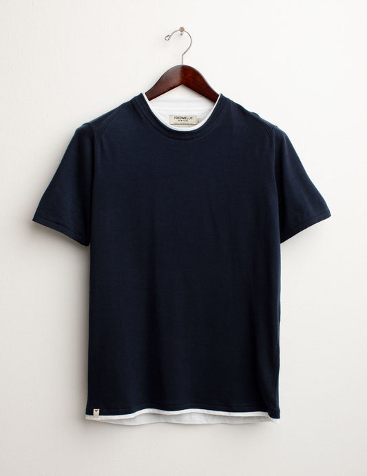 Crew-Neck Short Sleeve Sweater man blue fm25s13mg cc-a0601 Crew-Neck Short Sleeve Sweater
