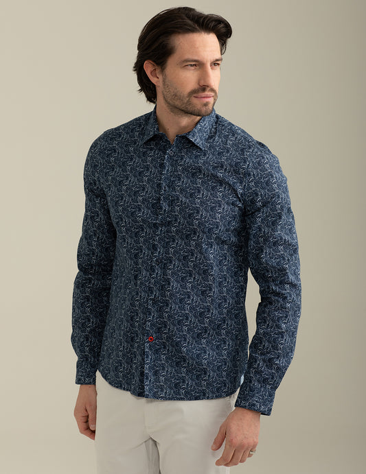 Allover Printed Flamed Cotton Shirt man blue fm25s12cs cc-a0601