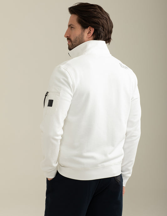ALT03Full Zip Sweatshirt Stand-Up Collar man white fm25s07fz cc-a0001 Full Zip Sweatshirt Stand-Up Collar