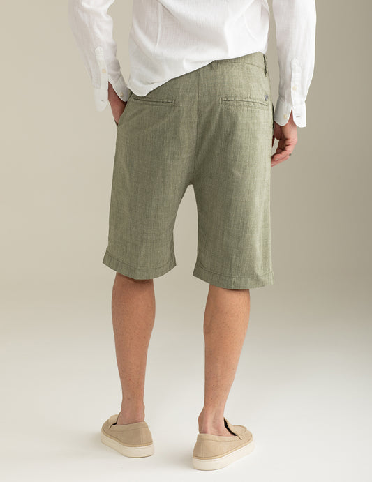 Bermuda Chino in Canvas Tintofilo Fiammato - back - 002