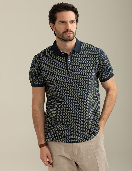Polo in Piquet Stampato All-Over uomo blue fm25s22qf cc-a0601 Polo in Piquet Stampato All-Over
