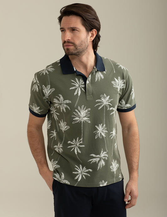 Polo in Piquet Stampato All-Over uomo sage fm25s22qf cc-a0811 Polo in Piquet Stampato All-Over