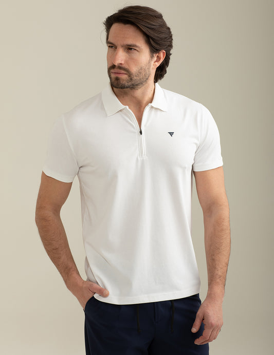 Polo a Manica Corta in Jersey Tecnico Stretch uomo white fm25s15qu cc-a0001 Polo a Manica Corta in Jersey Tecnico Stretch